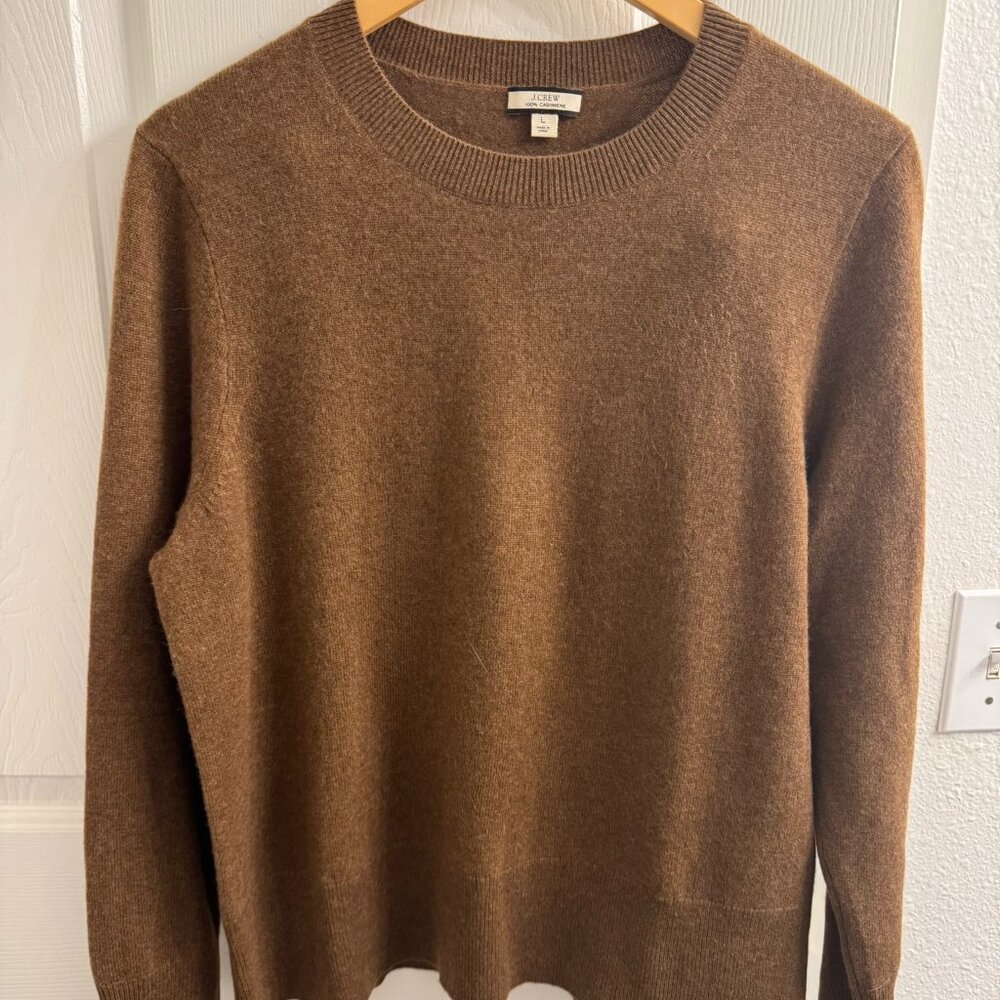 NWOT J Crew Cashmere Crew Sweater Brown Large
